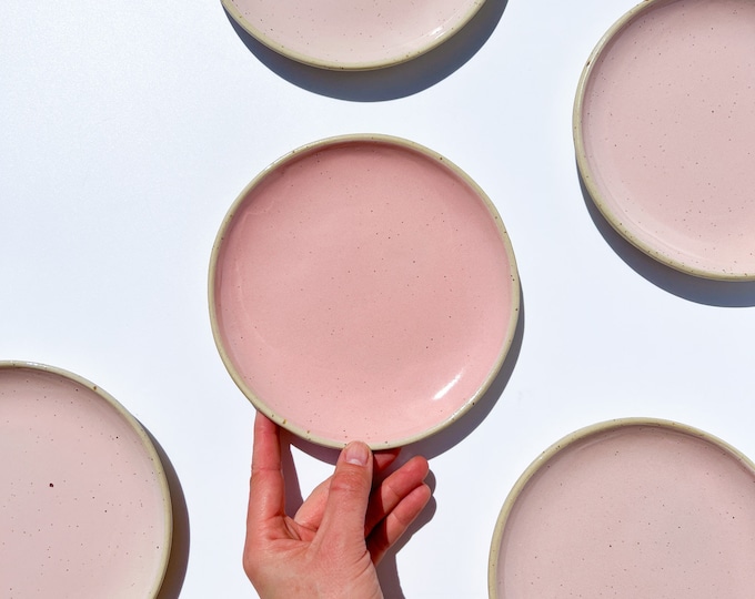 Handmade ceramic dessert plate - WAVE Pink