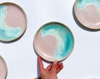Handmade ceramic dessert plate - WAVE California
