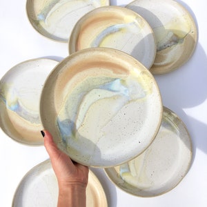 Dinner plate, handmade, ceramics, plates,  stoneware tableset, appetizer plates, sushi plate  - WAVE Sand Original glazing only by MUAS