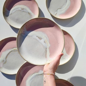 Dinner plate, handmade, ceramics, plates, stoneware tableset, appetizer plates, sushi plate  - WAVE Pink Original glazing only by MUAS