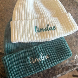 Custom Embroidered Beanie Hat, Winter Beanie With Name or Logo , Classic Adults Beanies, Handcrafted Beanie, Bride Party Hat, Winter Gift