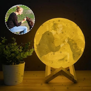 Personalized Lunar Moon Lamp Night Light, 3D Print Moonlight, Custom Photo Night Light, LED Dimmable Touch, USB Rechargeable, Couples Gifts