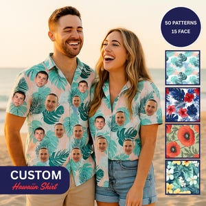Personalized Hawaiian Shirt with Face, Custom Hawaiian Shirt Logo Text, Custom Hawaiian Shirt with Photo, All Over Print Face Shirt for Men