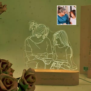 Custom 3D Photo Lamp, Personalized Photo Lamp, LED 7-Color Light, Engraved Wedding Gift, Anniversary Gift for Her, Birthday Gift for Mom