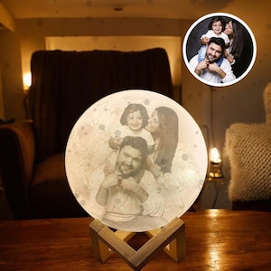 Personalized 3d Photo printed Lunar night Moon Lamp, Bedside Lamp, Custom Photo Lunar Moon Lamp Night Light, Christmas Gift, Couples Gifts