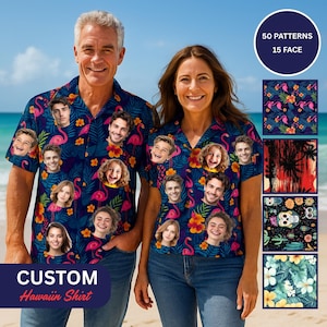 Personalized Unisex Hawaiian Shirt with Photo, Custom Face Hawaiian Shirt for Men, Funny Summer Gift, Party Outfit Idea, Gift for Dad or Him