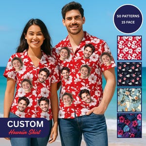 Hawaiiaanse shirts op maat voor mannen, gepersonaliseerd button-up zomershirt, grappig Aloha-shirt, vakantiecadeau, outfit voor verjaardag of jubileum