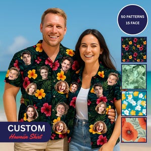 Custom Face Hawaiian Shirt for Men & Women, Personalized Unisex Aloha Shirt, Funny Summer Gift, Party Outfit Idea, Gift for Dad or Him
