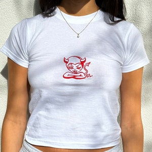 Devil Tshirt y2k style Crop top Gift for her 2000s Baby tee