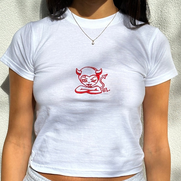 Devil Tshirt y2k style Crop top Gift for her 2000s Baby tee