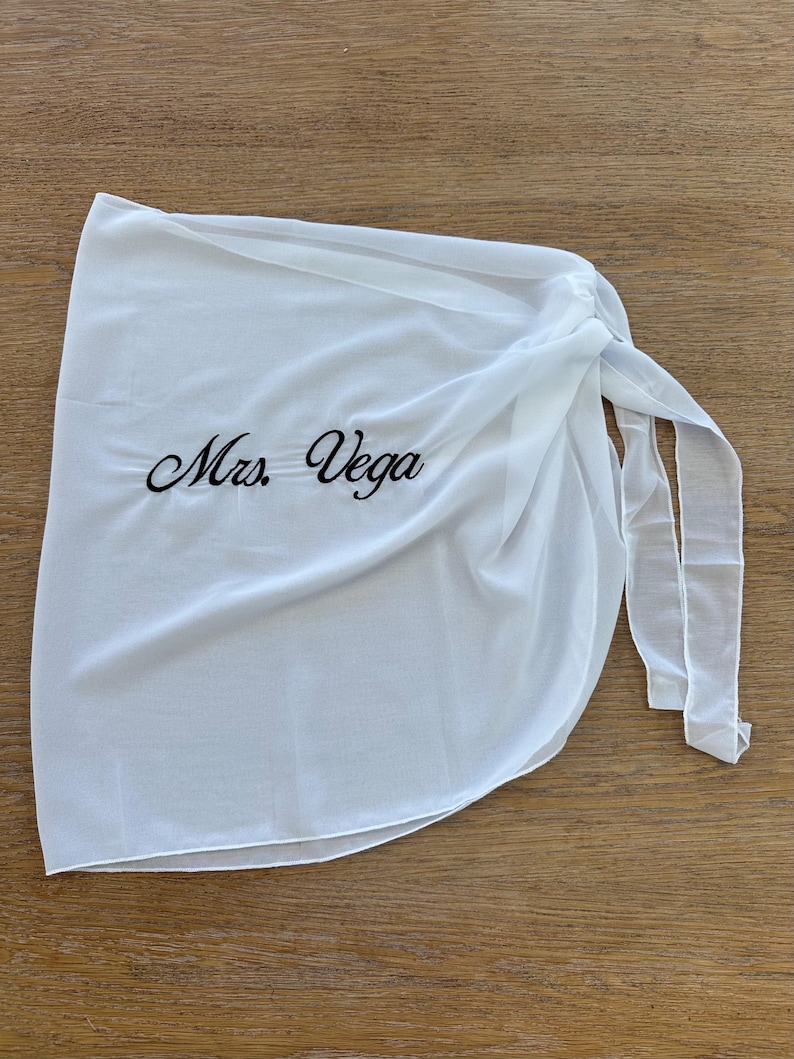 Bride beach cover up Custom sarong with personalised embroidery for bachelorette and honeymoon image 10