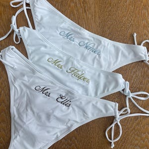 Custom Bikini Personalised embroidered swim suit for Bachelorette and Honeymoon Bride bikini image 13