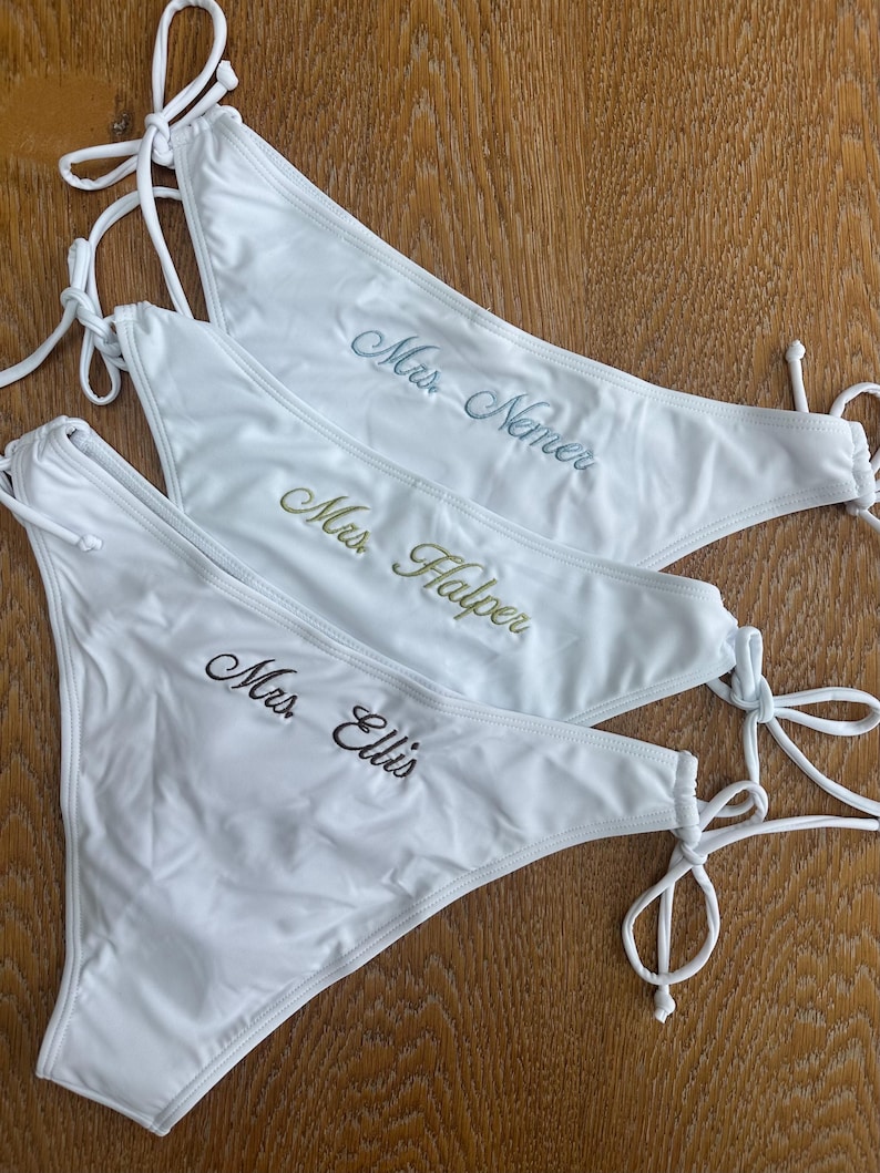 Custom Bikini Personalised embroidered swim suit for Bachelorette and Honeymoon Bride bikini image 13