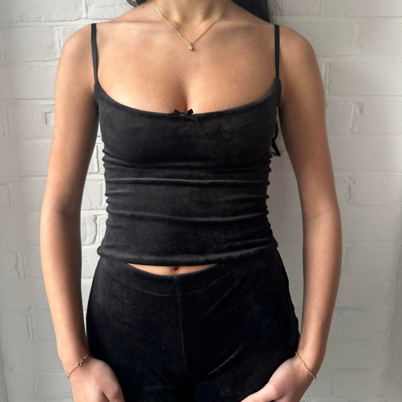 NEW VELOUR SHOULDER RIBBON CAMISOLE TOPS （4.29 tue発売