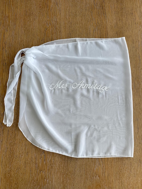 Bride beach cover up Custom sarong with personalised embroidery for bachelorette and honeymoon