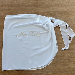 Bride beach cover up Custom sarong with personalised embroidery for bachelorette and honeymoon image 9