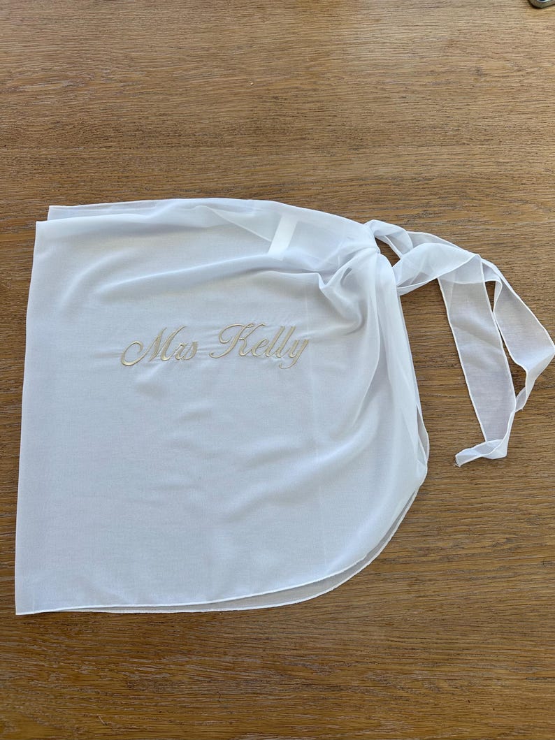 Bride beach cover up Custom sarong with personalised embroidery for bachelorette and honeymoon image 9