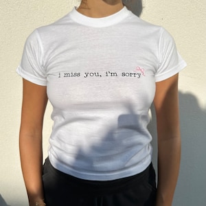 I miss you i’m sorry baby tee Ribbon Coquette Style Cottage Core Tshirt y2k Style Baby Tee