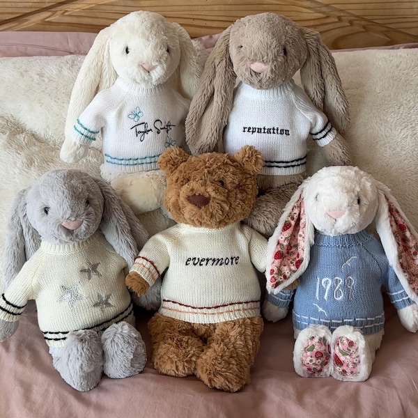 Embroidered teddy sweater jumper jellycat jellycat clothes