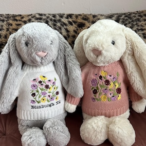 Embroidered teddy sweater for swiftie piano flowers jellycat jellycat clothes eras tour surprise song sweater