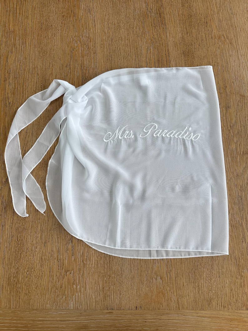 Bride beach cover up Custom sarong with personalised embroidery for bachelorette and honeymoon image 8