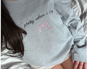 Pretty when  I cry off the shoulder Sweatshirt Coquette  Gift
