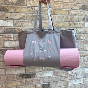 Personalised yoga bag gym bag pilates bag custom yoga bag Gray