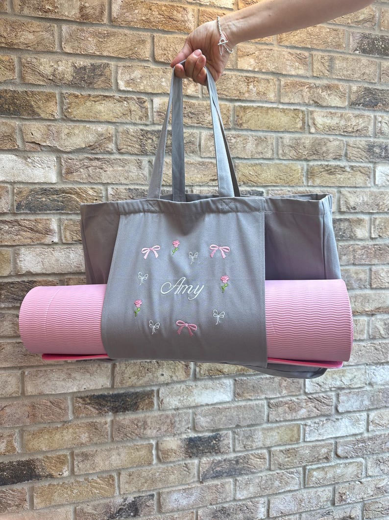 Personalised yoga bag gym bag pilates bag custom yoga bag Gray