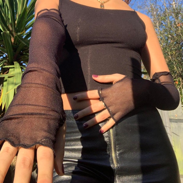 White Mesh Gloves Etsy