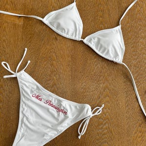 Custom Bikini Personalised embroidered swim suit for Bachelorette and Honeymoon Bride bikini image 6