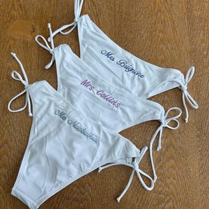 Custom Bikini Personalised embroidered swim suit for Bachelorette and Honeymoon Bride bikini image 11