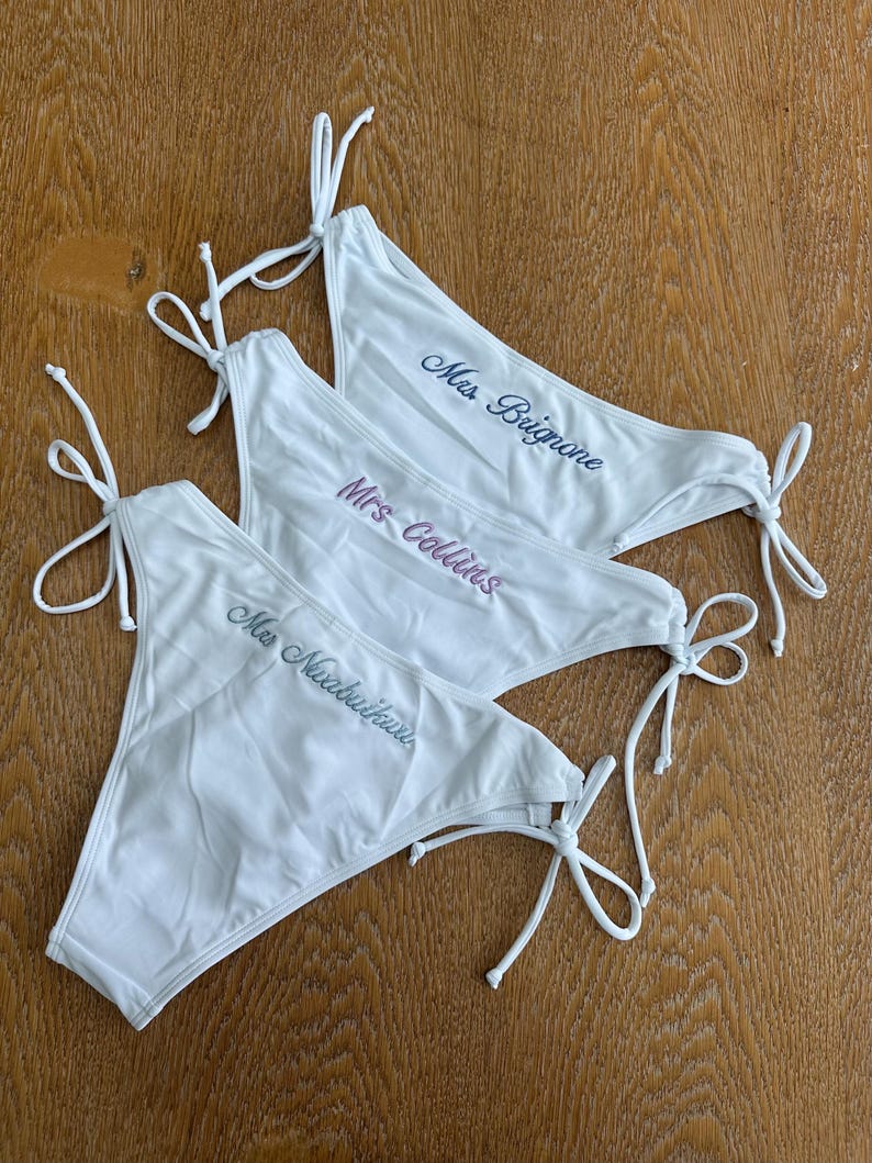 Custom Bikini Personalised embroidered swim suit for Bachelorette and Honeymoon Bride bikini image 11