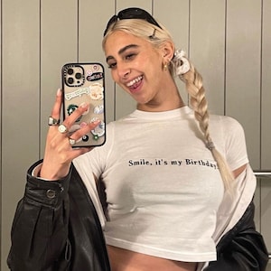 Personalized Text Baby Tee white Baby Tee Personalized baby tee Customised Embroidery white Crop Top y2k style