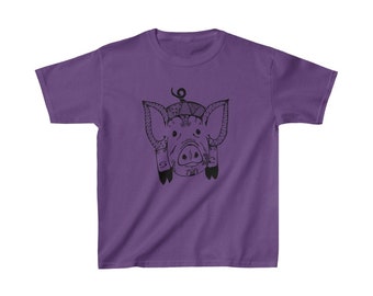 Piglet Children's T-shirt, Cotton Shirt, Pig Shirt, Kids Nature Tee, Chinese Zodiac, Boar, Animal Shirt, Gift