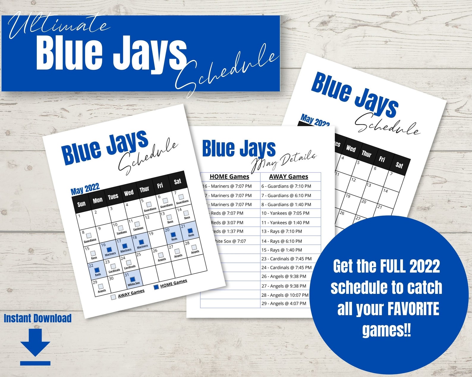Blue Jays Schedule 2022 Printable Etsy Canada
