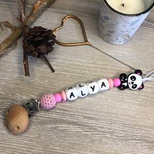 Personalized Panda pacifier clip