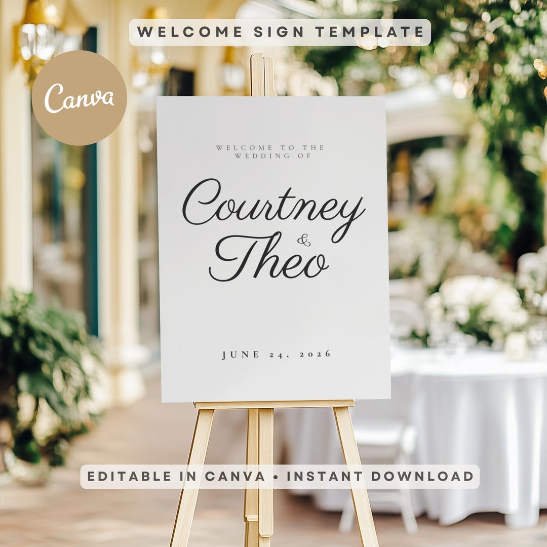 Editable Wedding Welcome Sign Template, Minimalist Welcome Sign, Canva ...