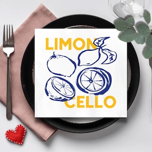 Limoncello Party Napkins, Lemon Theme Party Supplies, Italian Party Decor, Cocktail Napkins, Wedding Shower Tableware, Summer Party Ideas
