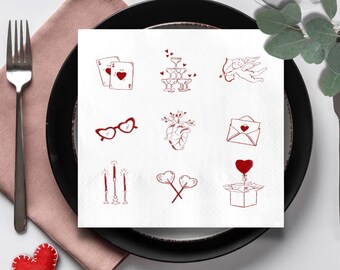 Valentine's Day Napkins, Romantic Hearts Table Decor