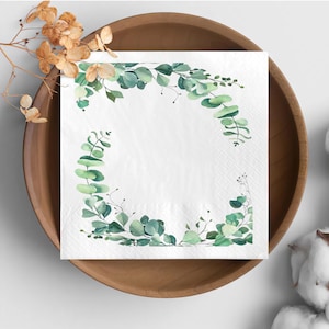 Eucalyptus Napkins, Greenery Wedding Napkins, Bridal Shower Tableware, Baby Shower Party Napkins, Rustic Wedding Decorations
