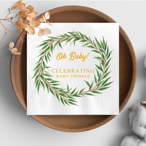Personalized Baby Shower Napkins, Custom Baby Celebration Napkins, Oh Baby Party Guest Towels, Custom Baby Name Napkins, Baby Shower Favors