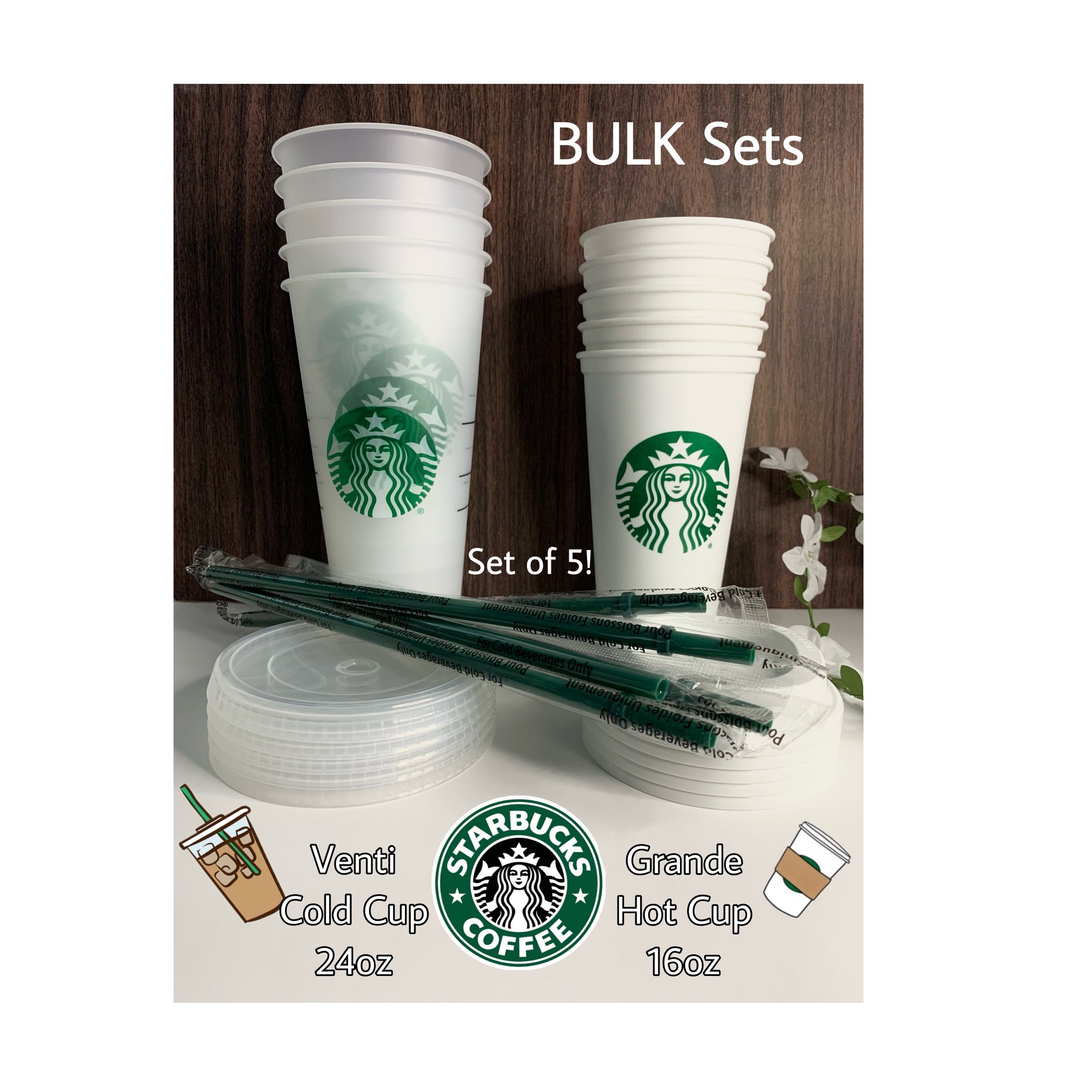 Reusable Plastic Cups With Lids 24oz Venti Size Craft Clear Cup 4 Sets Bulk  DIY