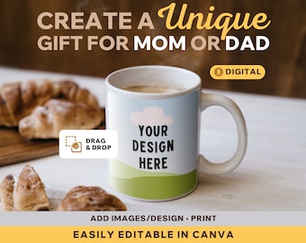 Father's Day Mug Sublimation Design: Custom Photo Template (Digital Download)