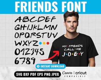 Typsnitt för TV-serien Vänner: SVG, PNG, Cricut, 90-talsstil (digital nedladdning)
