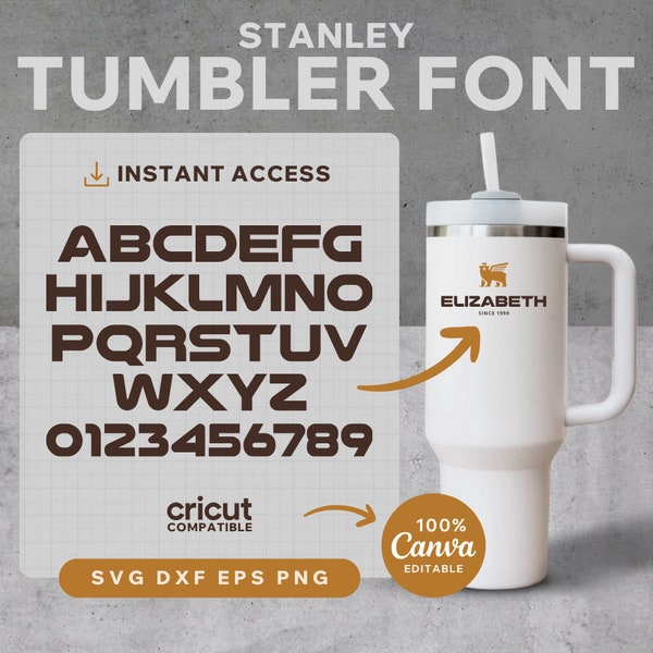 SVG alphabet for Stanley tumbler, Custom Stanley cup alphabet for Cricut machine and Canva, Personalized tumbler digital download