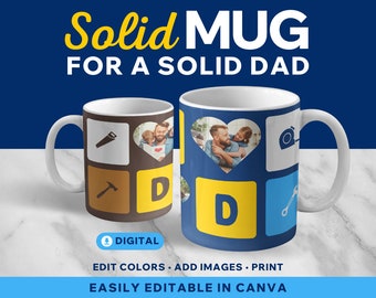 Personalized Father's Day Photo Mug Template: Custom Dad Gift (Digital Download)
