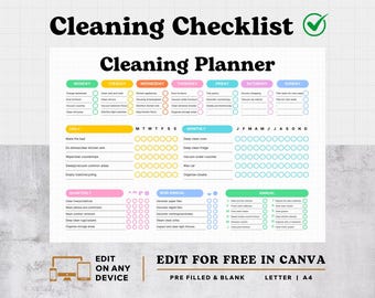 Editable Cleaning Checklist: Household Chores Chart (PDF)