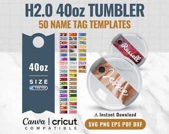 40oz Tumbler Topper Name Tag: 50 Designs (Digital Files)