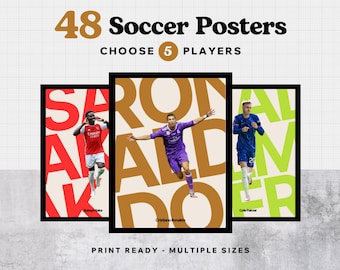 Custom Soccer Player Poster: Choose Any 5 (Digital Download)