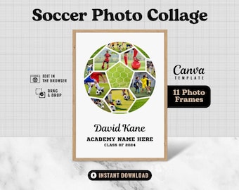 Personalized Soccer Photo Collage: Canva Template (Digital Download)